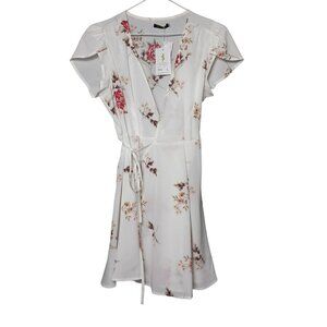 Jahan's Premium Dress Womens Large Floral White Beach Floral‎ Summer V Neck NWT